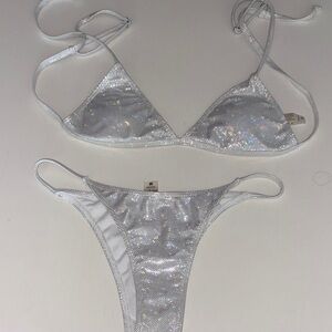 Silver Glitter Bikini Set